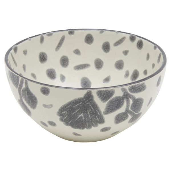 Homeroots Gray And Ivory Sixteen Piece Round Floral Ceramic Service For Four Dinnerware Set   534529