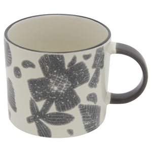 Homeroots Gray And Ivory Sixteen Piece Round Floral Ceramic Service For Four Dinnerware Set   534529