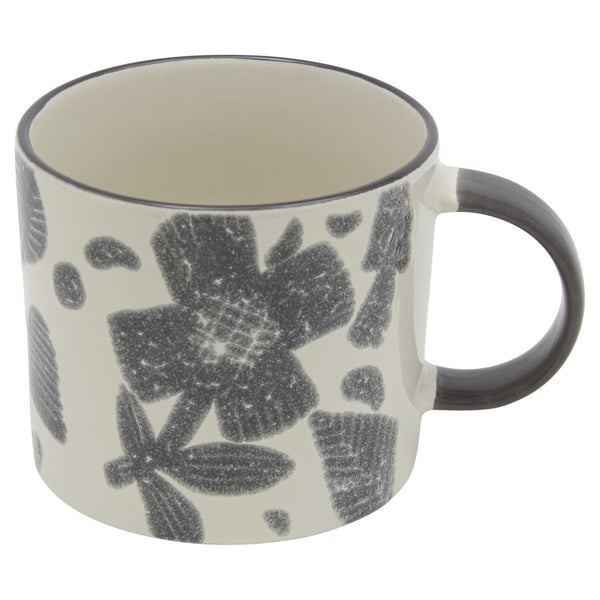 Homeroots Gray And Ivory Sixteen Piece Round Floral Ceramic Service For Four Dinnerware Set   534529