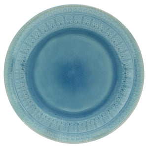 Homeroots Aqua Sixteen Piece Floral Medallion Ceramic Service For Four Dinnerware Set   534533