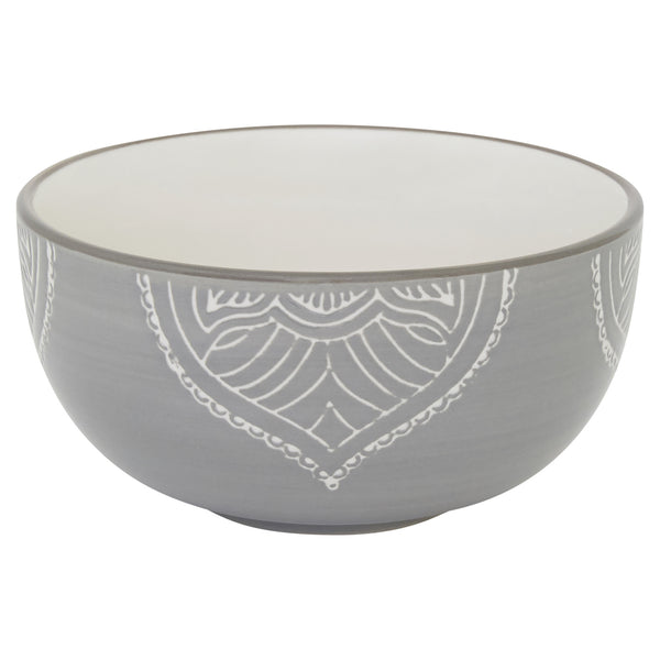 Homeroots Gray And Ivory Sixteen Piece Round Geometric Ceramic Service For Four Dinnerware Set   534534