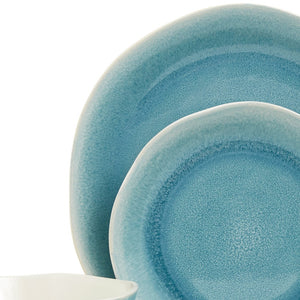 Homeroots Aqua Sixteen Piece Abstract Ceramic Service For Four Dinnerware Set   534535