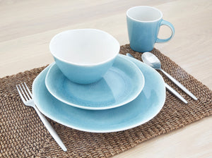 Homeroots Aqua Sixteen Piece Abstract Ceramic Service For Four Dinnerware Set   534535