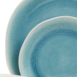 Homeroots Aqua Sixteen Piece Abstract Ceramic Service For Four Dinnerware Set   534535