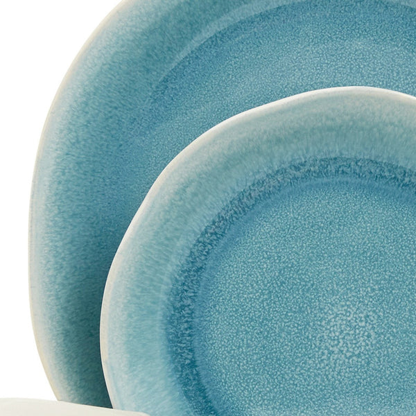 Homeroots Aqua Sixteen Piece Abstract Ceramic Service For Four Dinnerware Set   534535