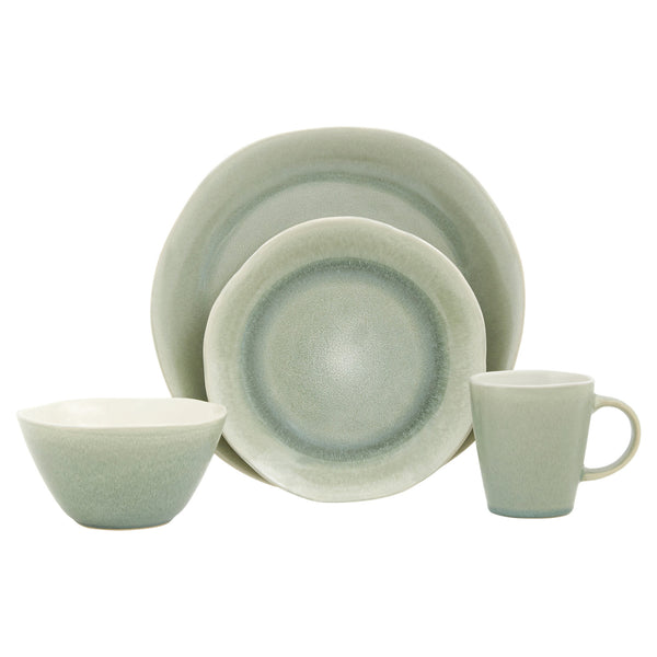 Homeroots Sage Sixteen Piece Ceramic Service For Four Dinnerware Set   534536