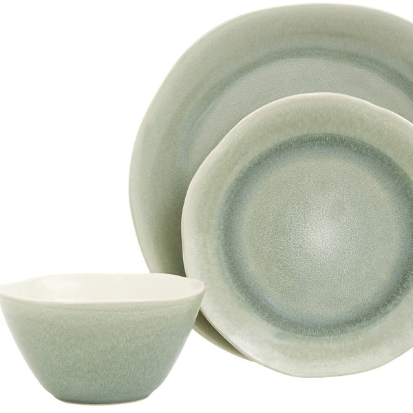 Homeroots Sage Sixteen Piece Ceramic Service For Four Dinnerware Set   534536