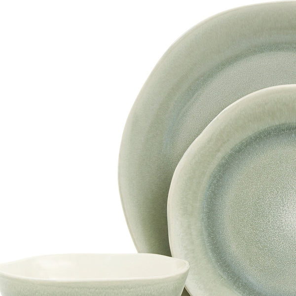 Homeroots Sage Sixteen Piece Ceramic Service For Four Dinnerware Set   534536