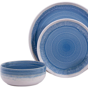 Homeroots Blue And White Sixteen Piece Round Tone On Tone Ceramic Service For Four Dinnerware Set   534538