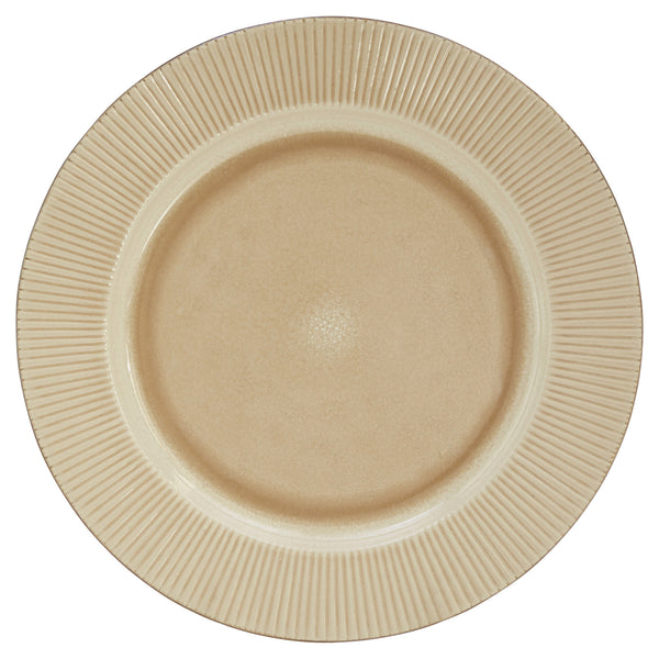 Homeroots Sand Sixteen Piece Round Striped Ceramic Service For Four Dinnerware Set   534541
