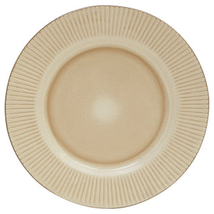 Homeroots Sand Sixteen Piece Round Striped Ceramic Service For Four Dinnerware Set   534541