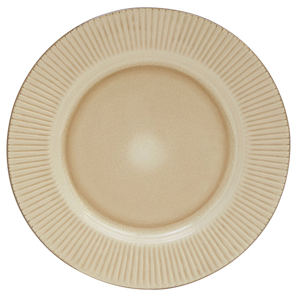 Homeroots Sand Sixteen Piece Round Striped Ceramic Service For Four Dinnerware Set   534541