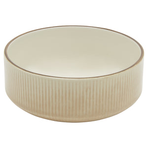 Homeroots Sand Sixteen Piece Round Striped Ceramic Service For Four Dinnerware Set   534541