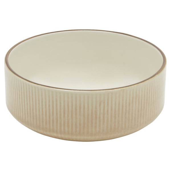 Homeroots Sand Sixteen Piece Round Striped Ceramic Service For Four Dinnerware Set   534541