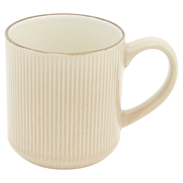 Homeroots Sand Sixteen Piece Round Striped Ceramic Service For Four Dinnerware Set   534541