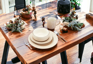 Homeroots Sand Sixteen Piece Round Striped Ceramic Service For Four Dinnerware Set   534541