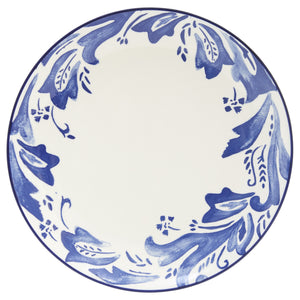 Homeroots Blue And White Sixteen Piece Round Floral Ceramic Service For Four Dinnerware Set   534542