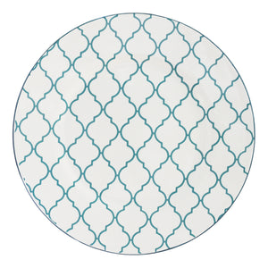 Homeroots Turquoise Sixteen Piece Round Trellis Ceramic Service For Four Dinnerware Set   534543