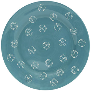 Homeroots Turquoise Sixteen Piece Round Trellis Ceramic Service For Four Dinnerware Set   534543