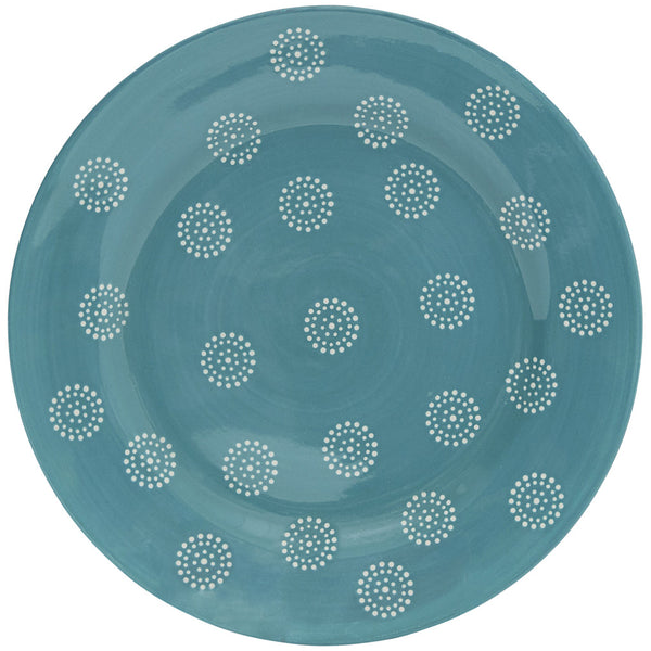 Homeroots Turquoise Sixteen Piece Round Trellis Ceramic Service For Four Dinnerware Set   534543