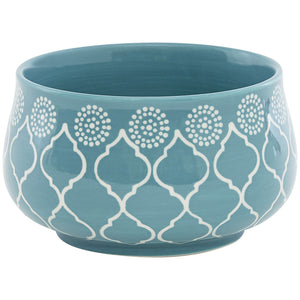 Homeroots Turquoise Sixteen Piece Round Trellis Ceramic Service For Four Dinnerware Set   534543
