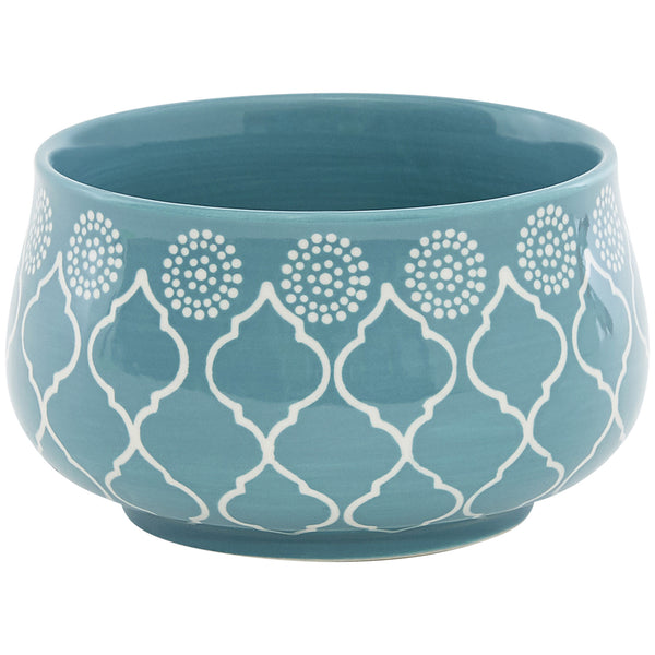 Homeroots Turquoise Sixteen Piece Round Trellis Ceramic Service For Four Dinnerware Set   534543