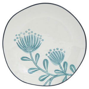 Homeroots Blue And White Sixteen Piece Round Floral Ceramic Service For Four Dinnerware Set   534544