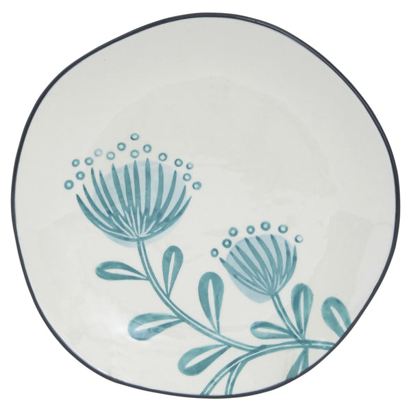 Homeroots Blue And White Sixteen Piece Round Floral Ceramic Service For Four Dinnerware Set   534544