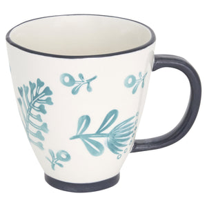 Homeroots Blue And White Sixteen Piece Round Floral Ceramic Service For Four Dinnerware Set   534544