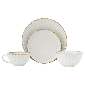 Homeroots Ivory Sixteen Piece Round Ceramic Service For Four Dinnerware Set   534546