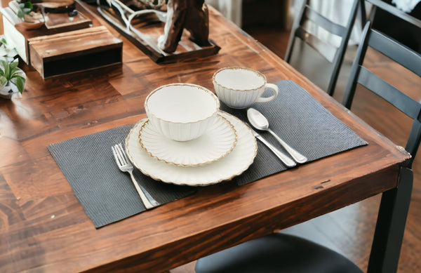 Homeroots Ivory Sixteen Piece Round Ceramic Service For Four Dinnerware Set   534546