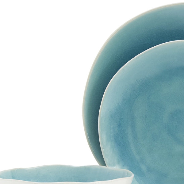 Homeroots Blue And White Sixteen Piece Round Ceramic Service For Four Dinnerware Set   534547