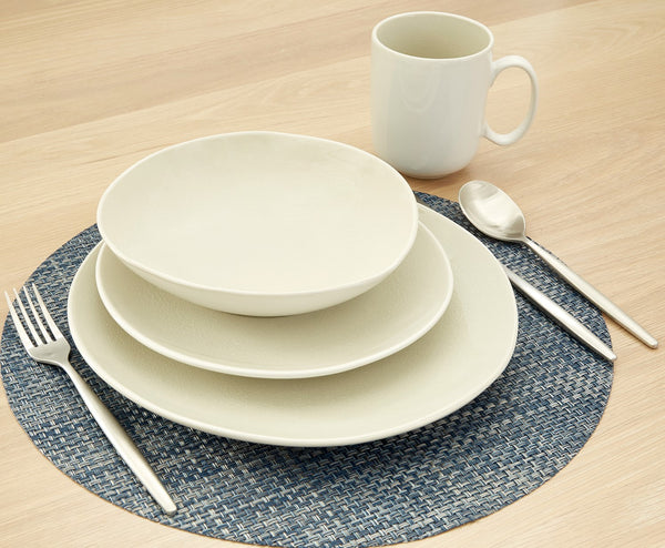 Homeroots White And Natural Sixteen Piece Round Ceramic Service For Four Dinnerware Set   534548