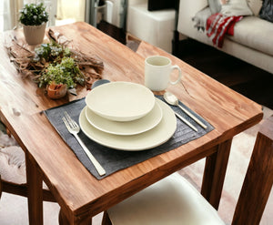 Homeroots White And Natural Sixteen Piece Round Ceramic Service For Four Dinnerware Set   534548