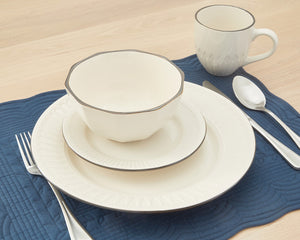 Homeroots Ivory Sixteen Piece Ceramic Service For Four Dinnerware Set   534551