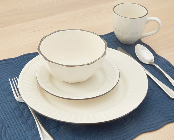 Homeroots Ivory Sixteen Piece Ceramic Service For Four Dinnerware Set   534551