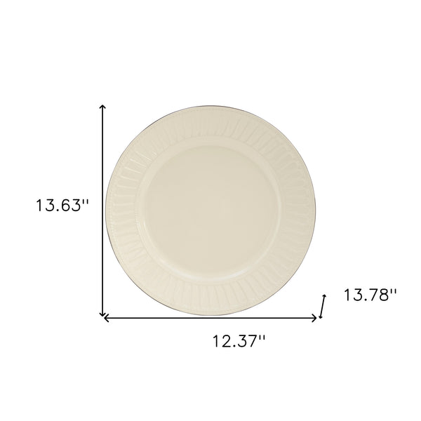 Homeroots Ivory Sixteen Piece Ceramic Service For Four Dinnerware Set   534551
