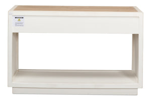 Sarreid Connor Center Drawer Console - Antique White With Weathered Top, Stylish Reclaimed Fir Design White  53456