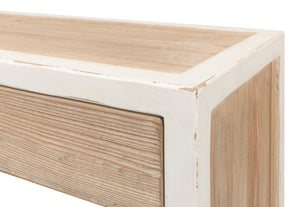 Sarreid Connor Center Drawer Console - Antique White With Weathered Top, Stylish Reclaimed Fir Design White  53456