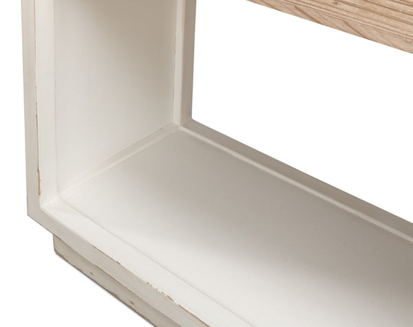 Sarreid Connor Center Drawer Console - Antique White With Weathered Top, Stylish Reclaimed Fir Design White  53456