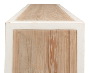 Sarreid Connor Center Drawer Console - Antique White With Weathered Top, Stylish Reclaimed Fir Design White  53456