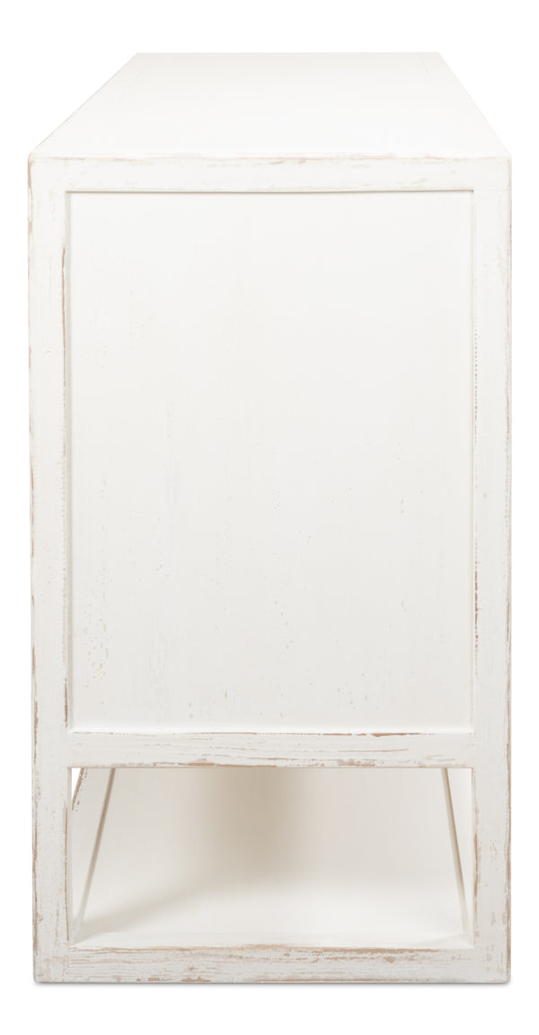 Sarreid Connor Sideboard - Rustic Antique White Finish With Weathered Drawers, Reclaimed Fir Charm White  53459