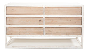 Sarreid Connor Sideboard - Rustic Antique White Finish With Weathered Drawers, Reclaimed Fir Charm White  53459
