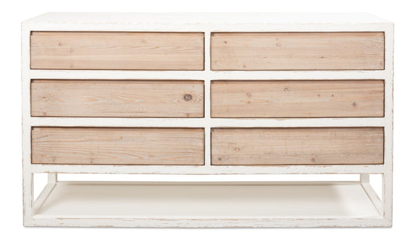 Sarreid Connor Sideboard - Rustic Antique White Finish With Weathered Drawers, Reclaimed Fir Charm White  53459