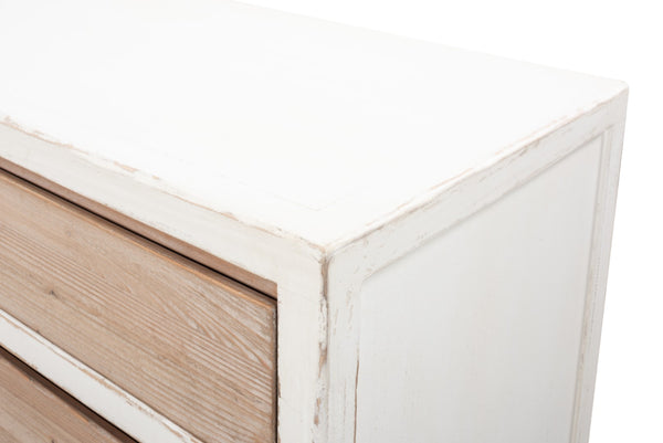 Sarreid Connor Sideboard - Rustic Antique White Finish With Weathered Drawers, Reclaimed Fir Charm White  53459