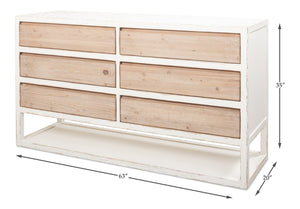 Sarreid Connor Sideboard - Rustic Antique White Finish With Weathered Drawers, Reclaimed Fir Charm White  53459