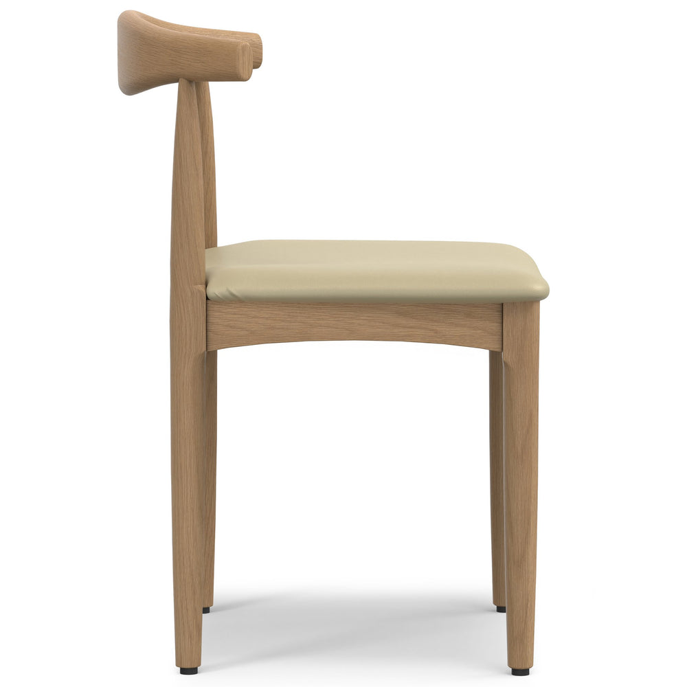 English Elm Molly Mid-Century Dining Chair Set of 2 – Beech Wood Frame, Cream Vegan Leather, Ergonomic Bent Backrest B136P266914