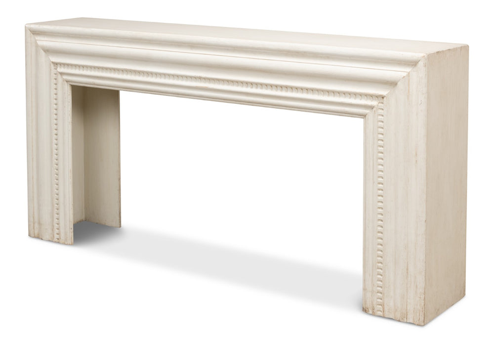 Sarreid Mantel Console - Charming Antique White Finish With Reclaimed Pine Design For Timeless Elegance White  53463-3