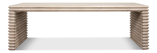 Sarreid Stacked Cocktail Table - Stylish Stone Grey Reclaimed Wood Design For Modern Living Spaces Grey  53464-1