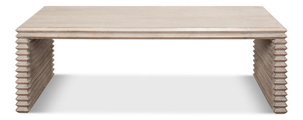 Sarreid Stacked Cocktail Table - Stylish Stone Grey Reclaimed Wood Design For Modern Living Spaces Grey  53464-1